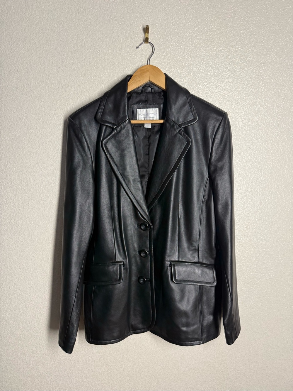 Worthington Black Leather Blazer Jacket